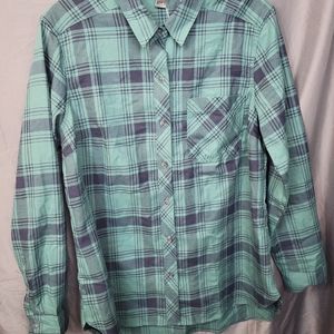 *NWT** New!! Eddie Bower classic fit green and blue Womens Flannel size L.